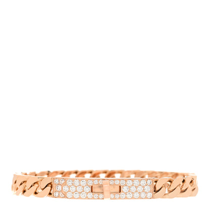 Hermes 18K Rose Gold Diamond PM Kelly Gourmette Chaine Bracelet XS 1 of 4