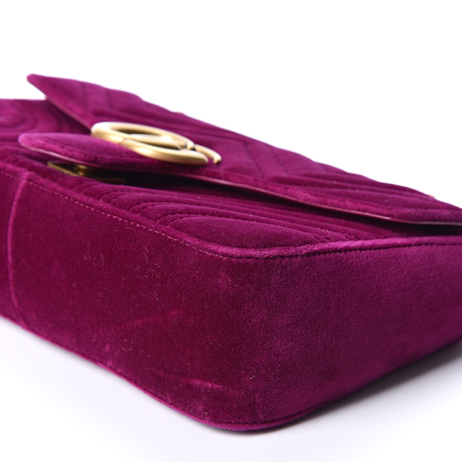 Gucci Velvet Matelasse Small GG Marmont Shoulder Bag Fuchsia Violet Cyclamen 8 of 9