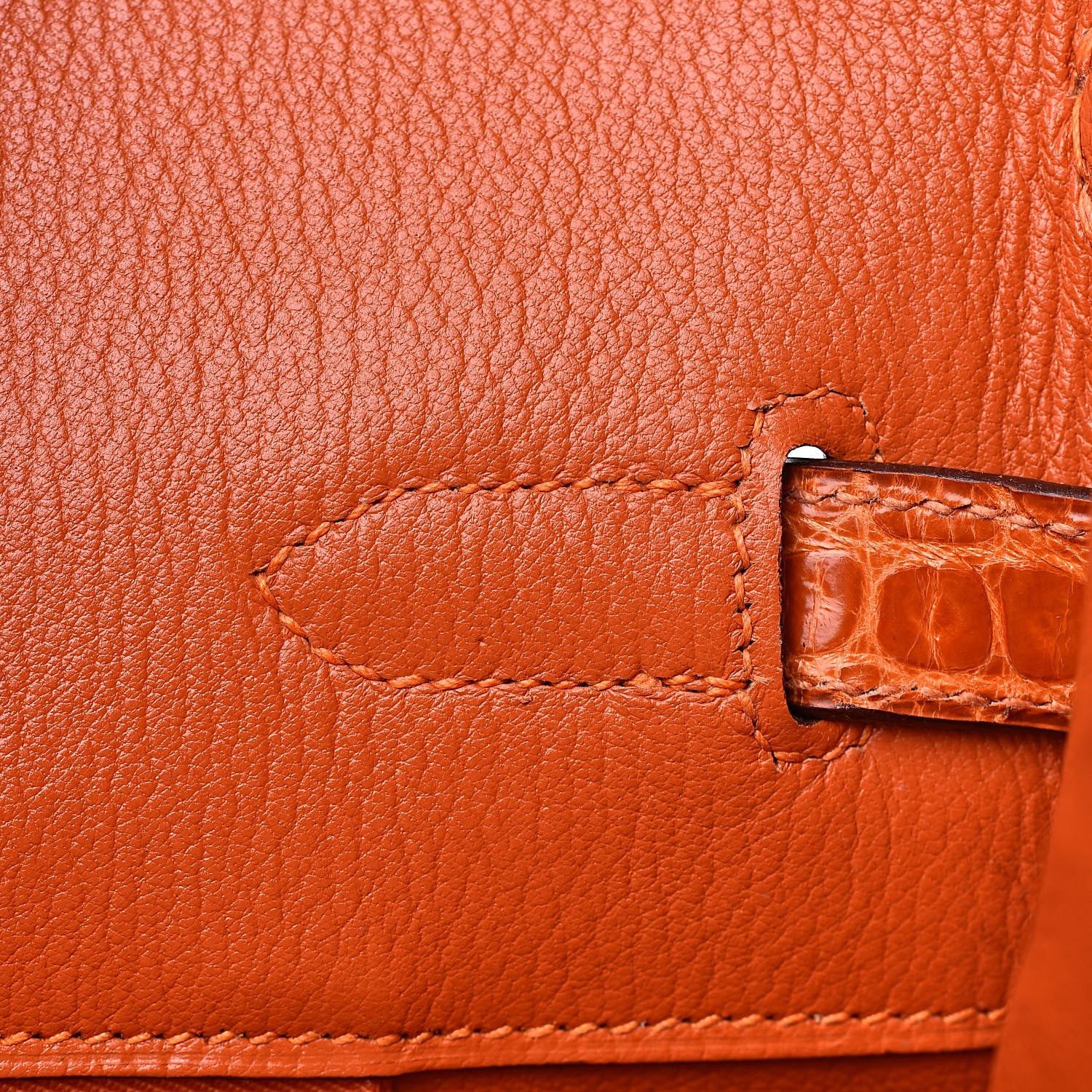 Hermes Shiny Porosus Crocodile Birkin 35 Orange 15 of 33