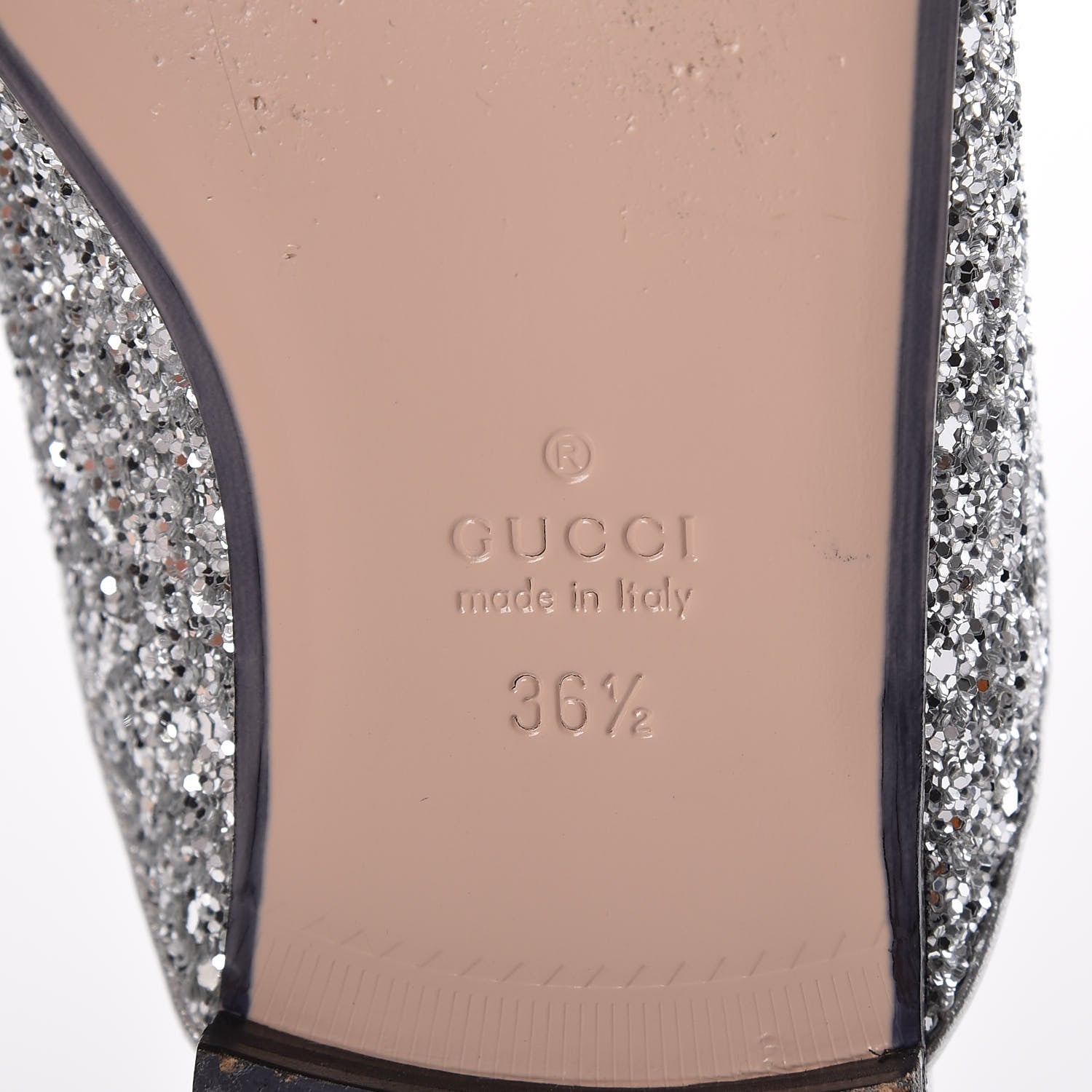 Gucci Glitter Womens Princetown Slippers 36.5 Silver 6 of 8