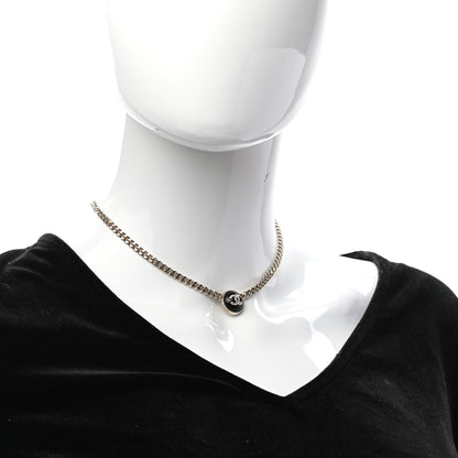 Chanel Crystal Resin CC Chain Link Short Necklace Black Gold 2 of 5