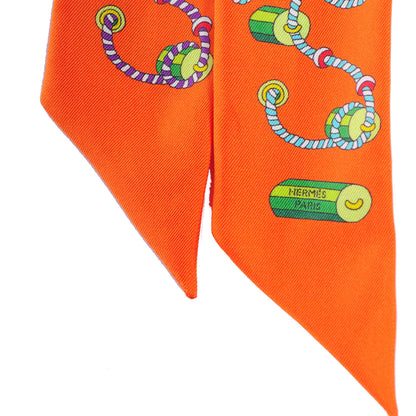 Hermes Silk Cordages Twilly Scarf Orange 4 of 6