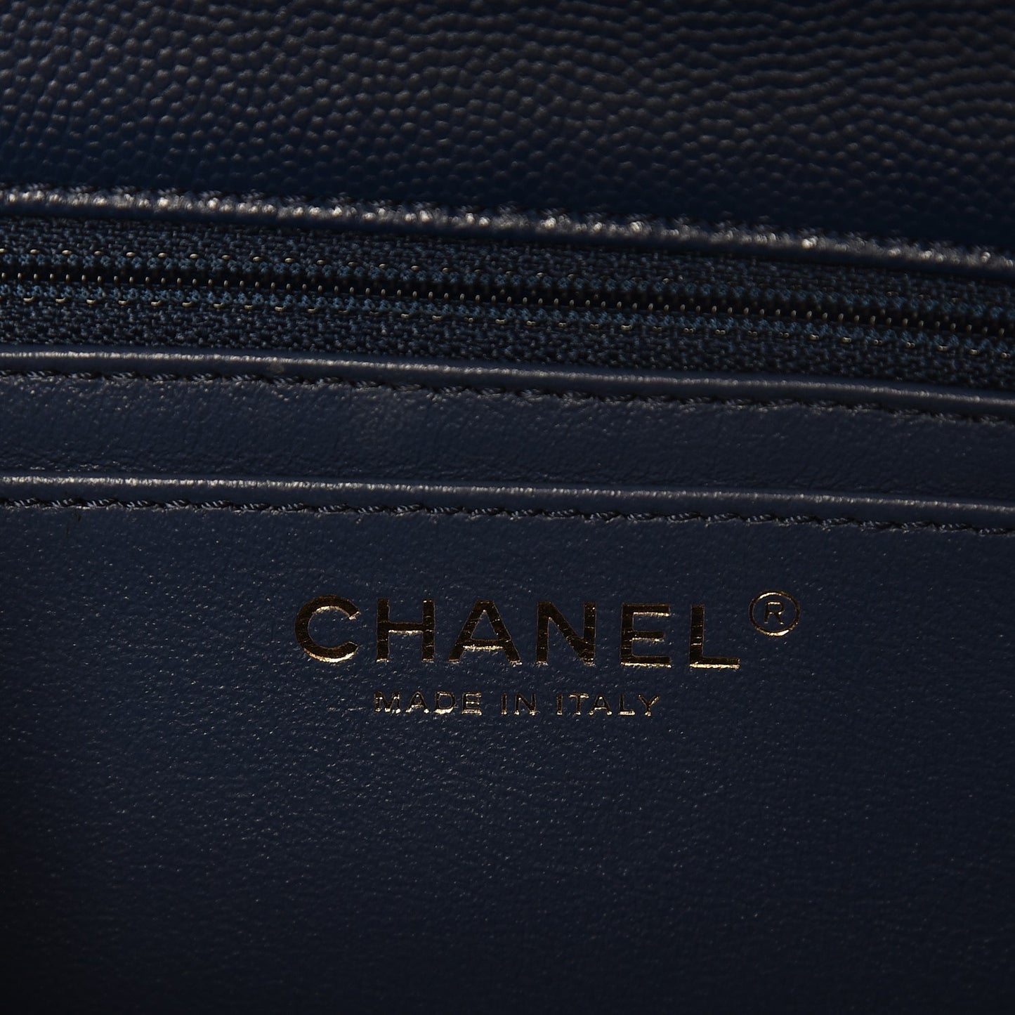 Caviar Quilted Mini Rectangular Flap Navy