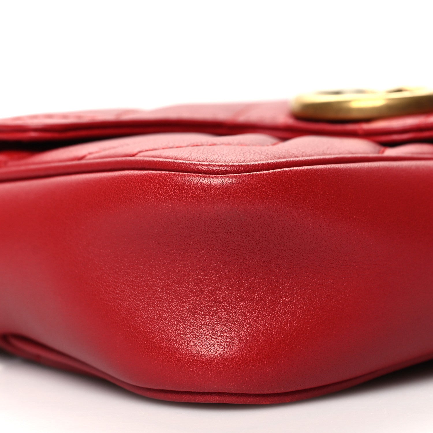 Gucci Calfskin Matelasse Super Mini GG Marmont Shoulder Bag Hibiscus Red 9 of 10