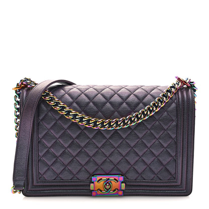 Chanel Iridescent Goatskin Quilted New Medium Boy Flap Purple 1 of 10