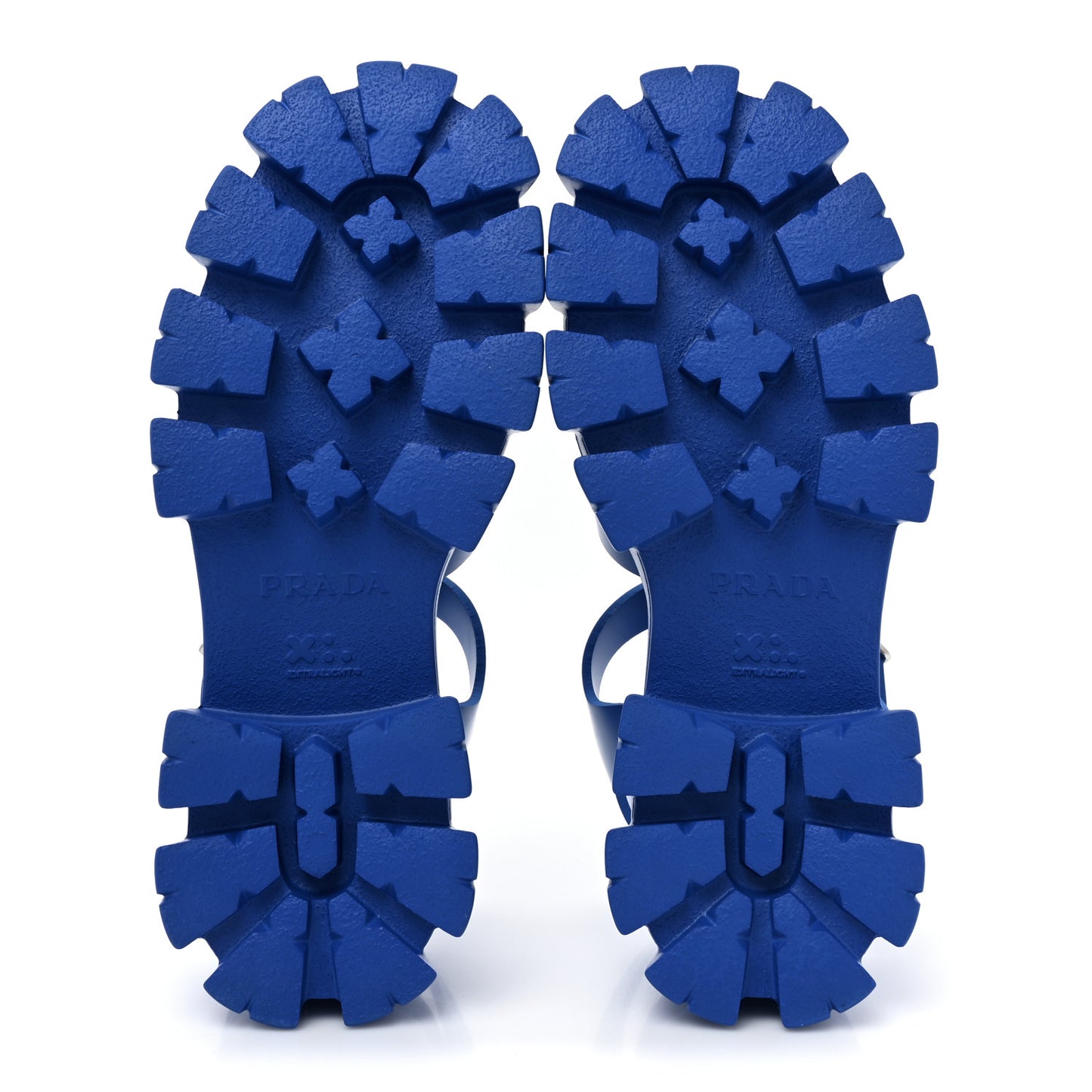 Foam Rubber Metal Triangle Logo Mens Monolith 55mm Cage Sandals 9 Azzurro