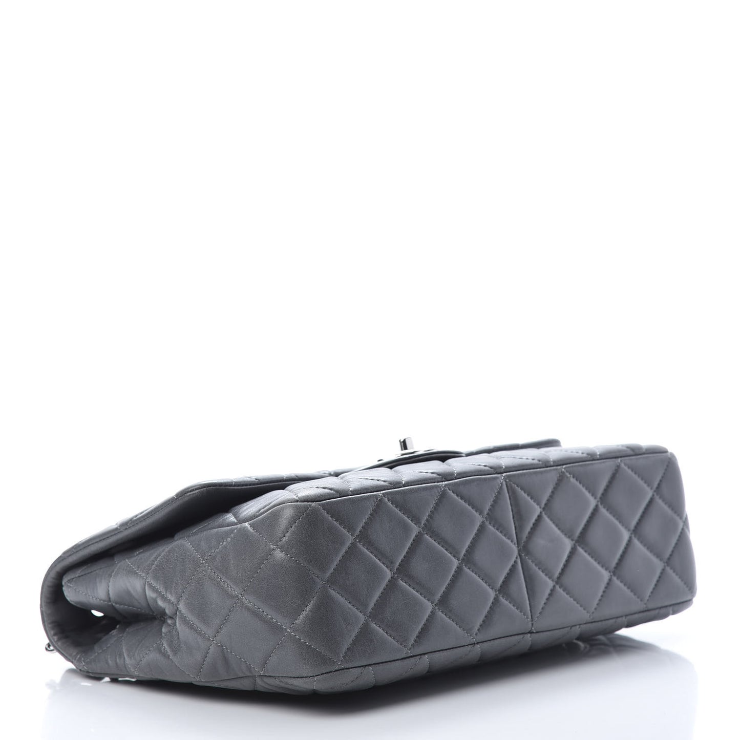 Lambskin Quilted Jumbo Single Flap Grey