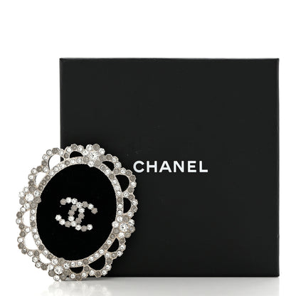 Chanel Crystal CC Velvet Brooch Black 5 of 5