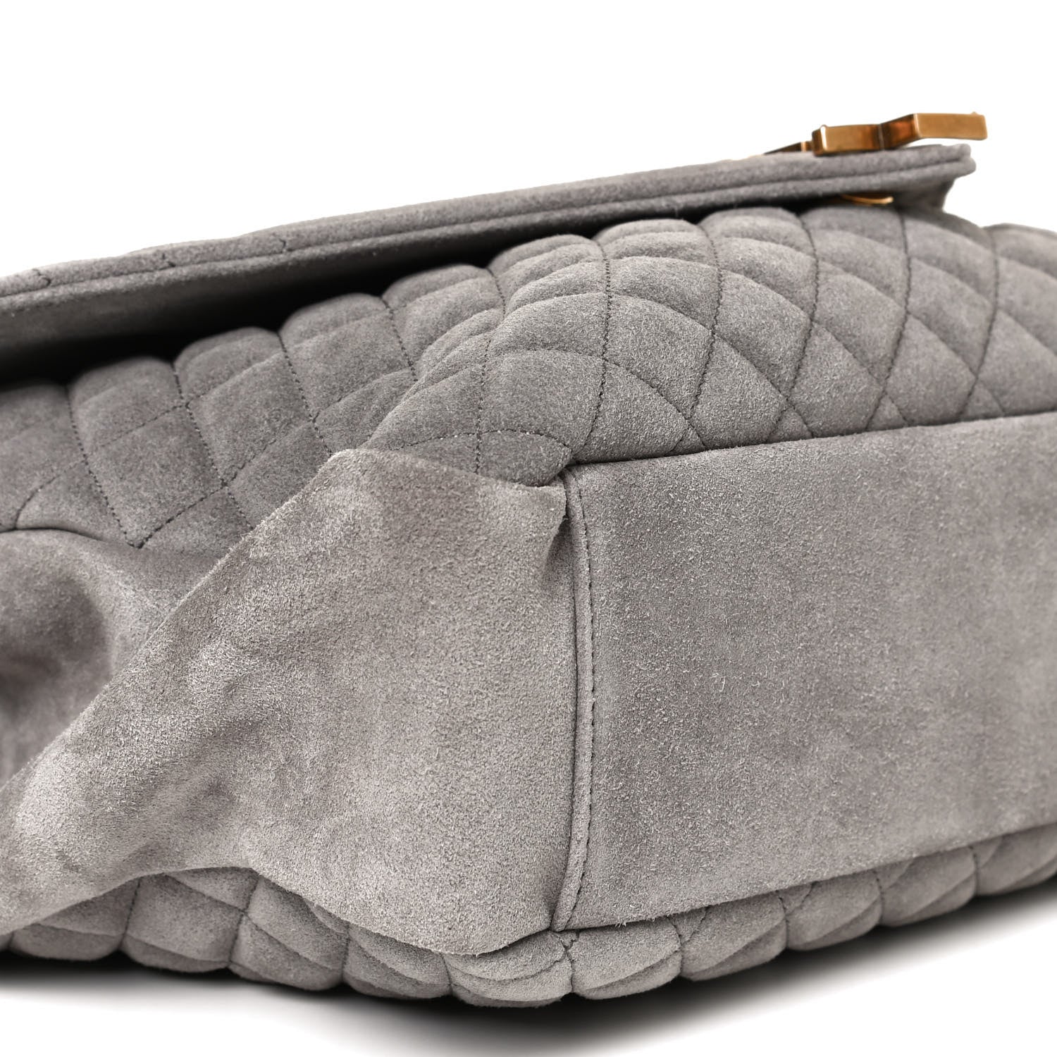 Saint Laurent Suede Mixed Matelasse Tri-Quilt Large Monogram Envelope Satchel Grey 11 of 13