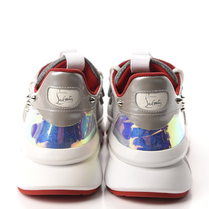 Christian Louboutin Glitter Sunset Red Runner Flat Sneakers 40.5 Silver 5 of 9