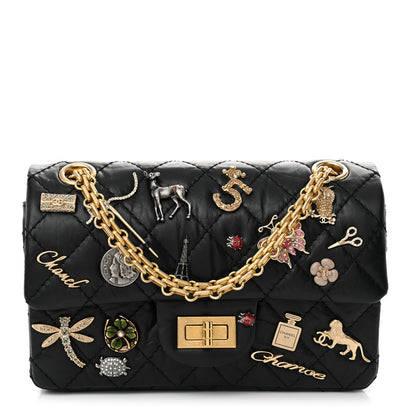 Chanel Aged Calfskin Lucky Charms 2.55 Reissue 224 Flap Black 1 of 13