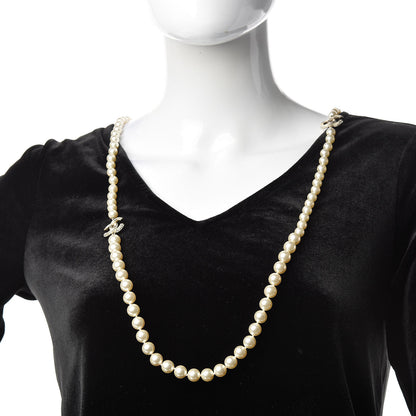 Chanel Graduated Pearl Crystal CC Long Necklace Black Gold 2 of 5