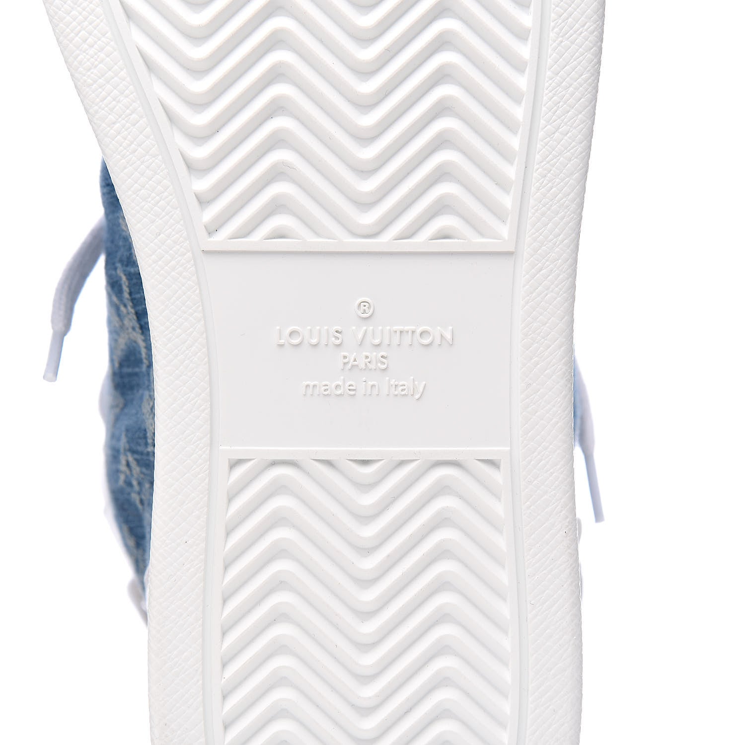 Louis Vuitton Calfskin Monogram Denim Rivoli High Top Sneakers 10 White 10 of 12