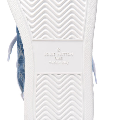 Louis Vuitton Calfskin Monogram Denim Rivoli High Top Sneakers 10 White 10 of 12