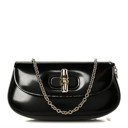 Gucci Shiny Calfskin Small Bamboo Night Bag Black 1 of 10