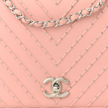 Chanel Calfskin Studded Chevron Quilted Flap Pink 8 of 10