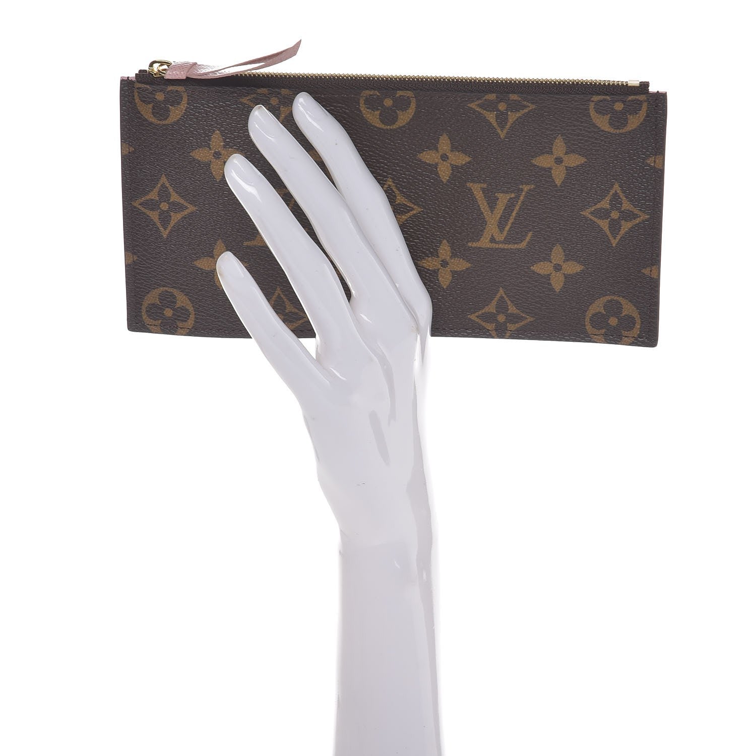 Louis Vuitton Monogram Felicie Chain Wallet Zippered Insert Rose Ballerine 2 of 5