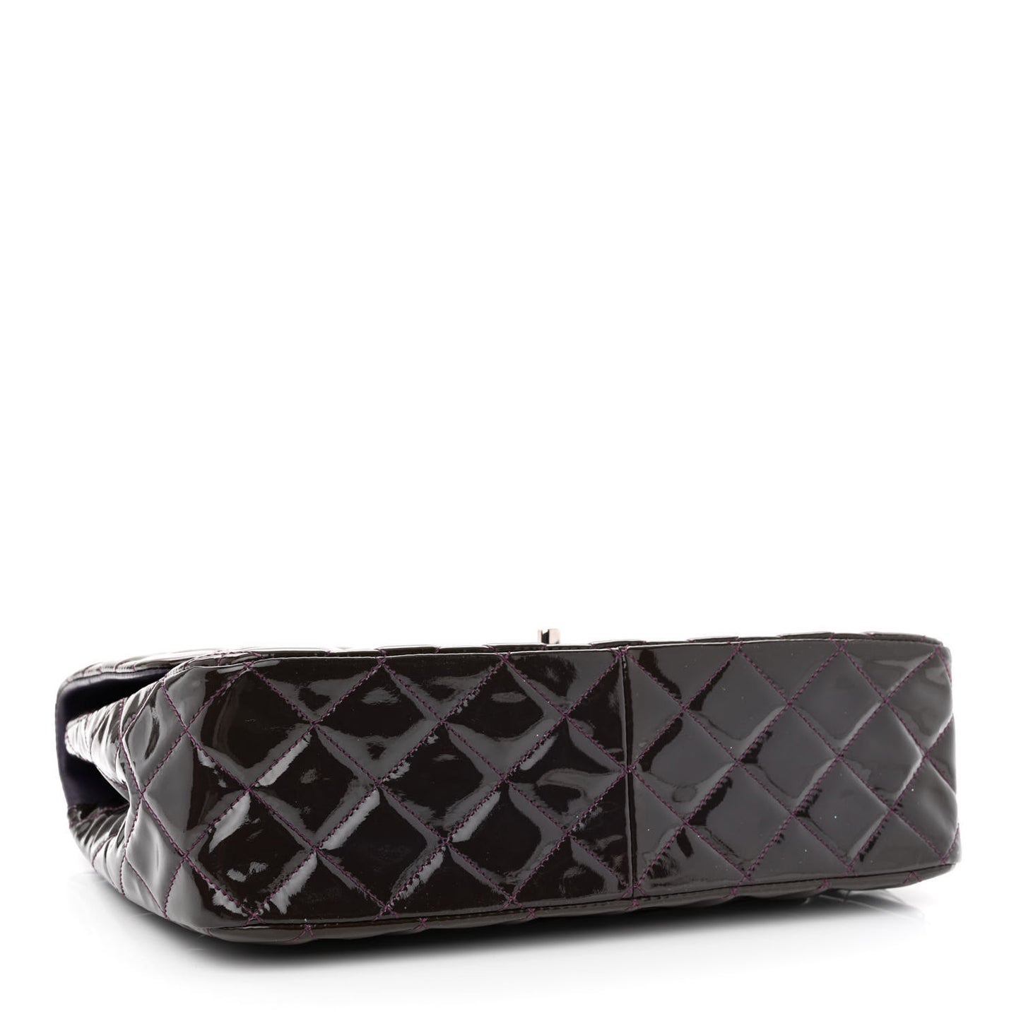 Patent Quilted Jumbo Single Flap Dark Purple
