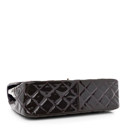 Chanel Patent Quilted Jumbo Single Flap Dark Purple 3 of 10