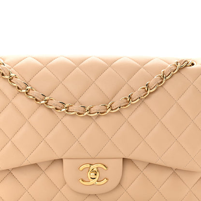 Chanel Lambskin Quilted Jumbo Double Flap Beige 8 of 21