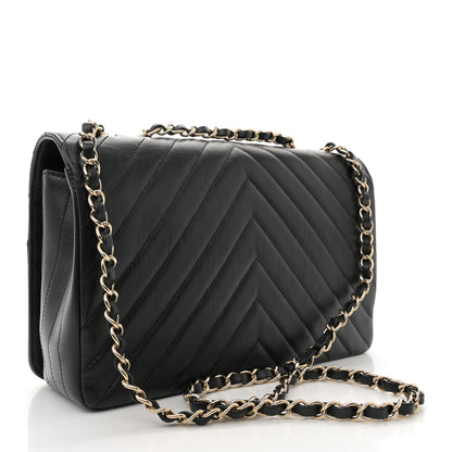 Chanel Calfskin Chevron Quilted Large Statement Flap Black 3 of 10