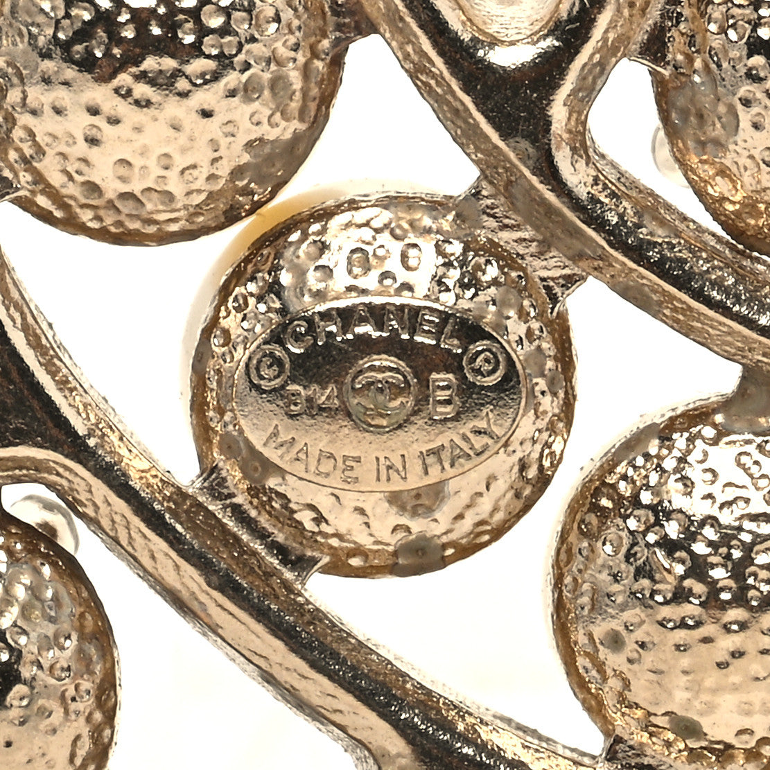 Chanel Pearl Crystal CC Brooch Gold Pearly White 5 of 5