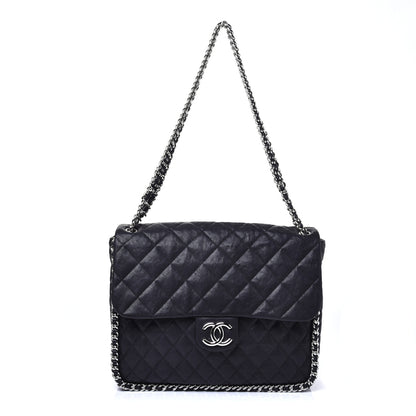 Chanel Washed Lambskin Quilted Maxi Chain Around Flap Black 1 of 8
