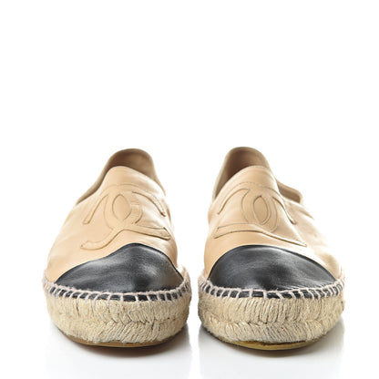 Chanel Lambskin CC Espadrilles 40 Beige Black 2 of 14