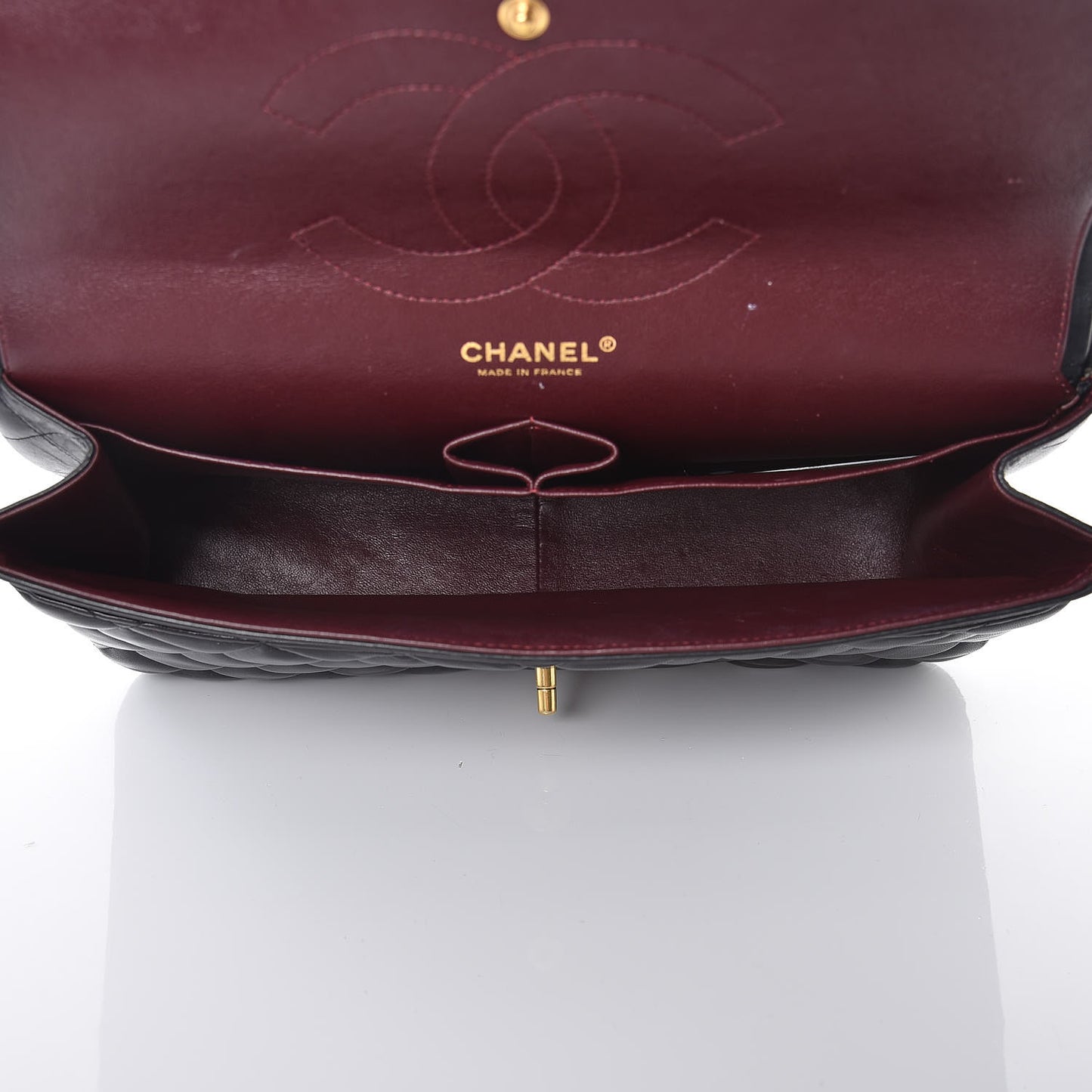 Lambskin Quilted Jumbo Double Flap Black