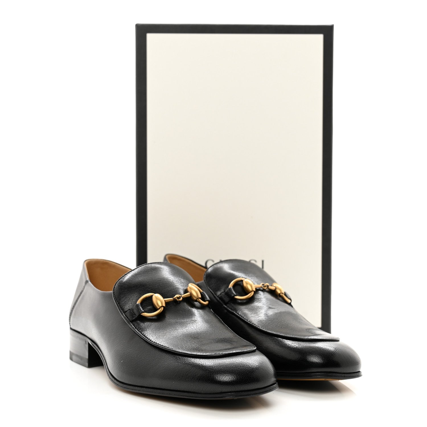 Gucci Goatskin Womens Horsebit Mid-Heel Loafers 39 Black 2 of 8