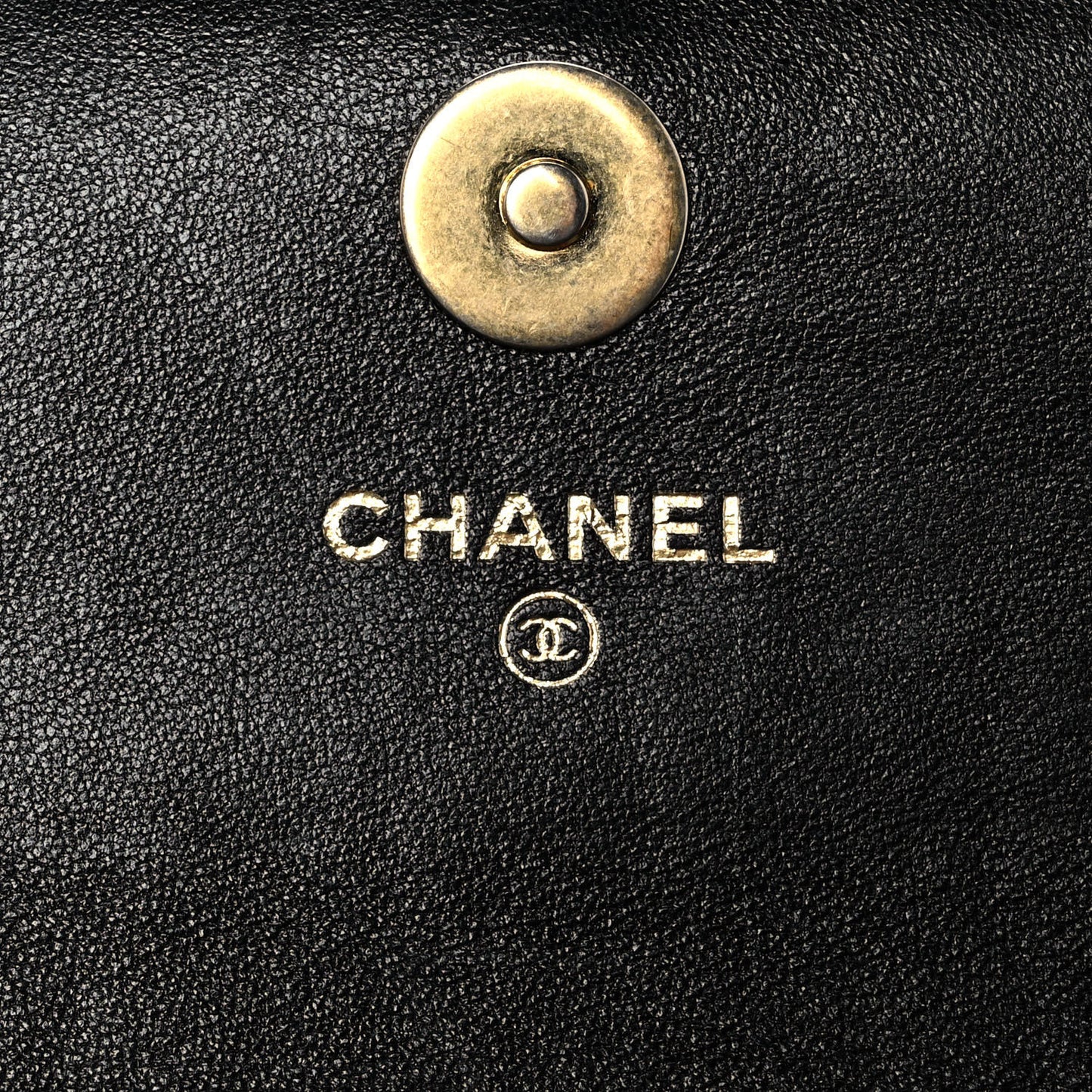 Goatskin Quilted Chanel 19 Glasses Case With Chain Black