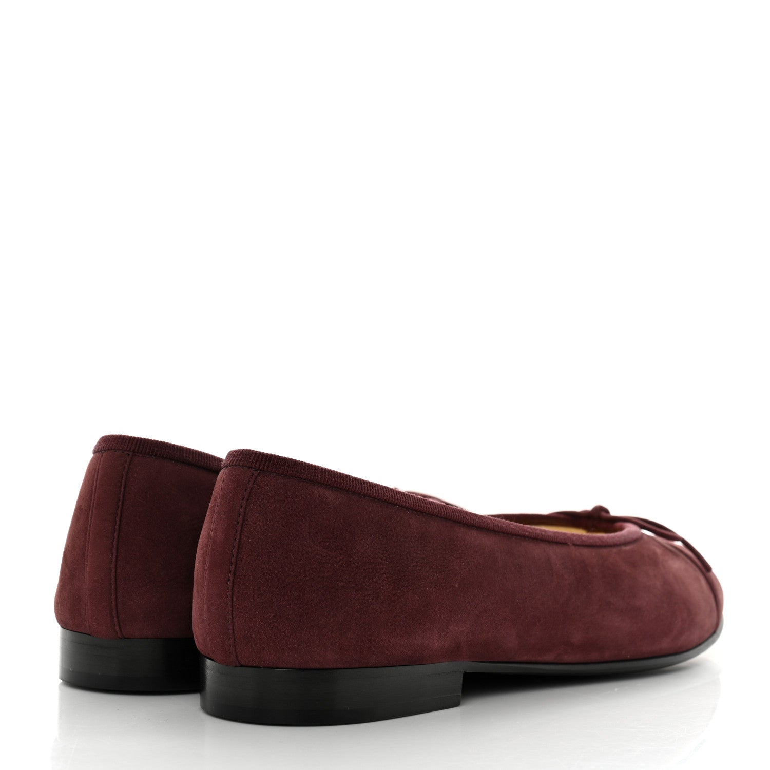 Chanel Suede Cap Toe CC Ballerina Flats 36.5 Burgundy 4 of 9
