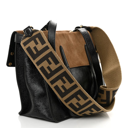 Fendi Agnello Old Shine Vitello Go Rain Large Flip Tote Black Marrone 3 of 10