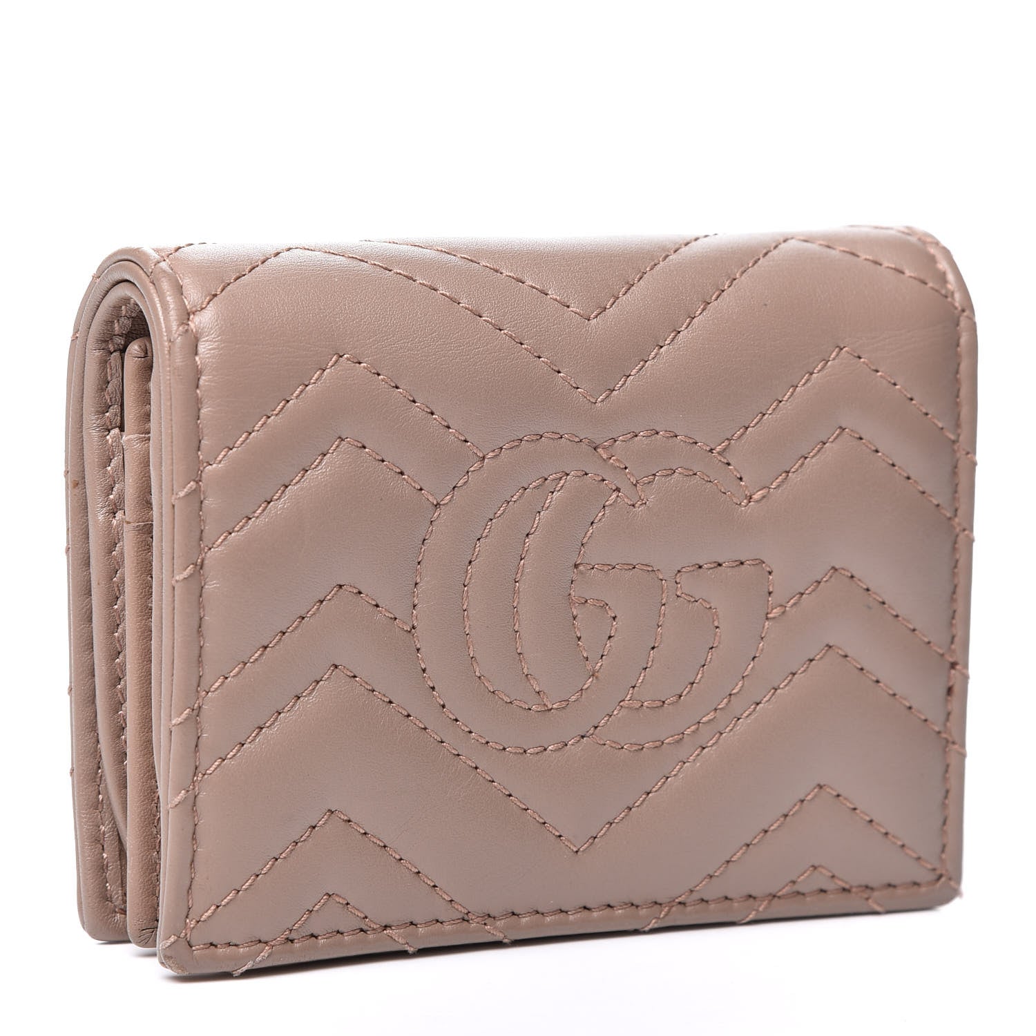 Gucci Calfskin Matelasse GG Marmont Card Case Wallet Porcelain Rose 2 of 10