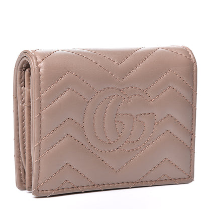 Gucci Calfskin Matelasse GG Marmont Card Case Wallet Porcelain Rose 2 of 10