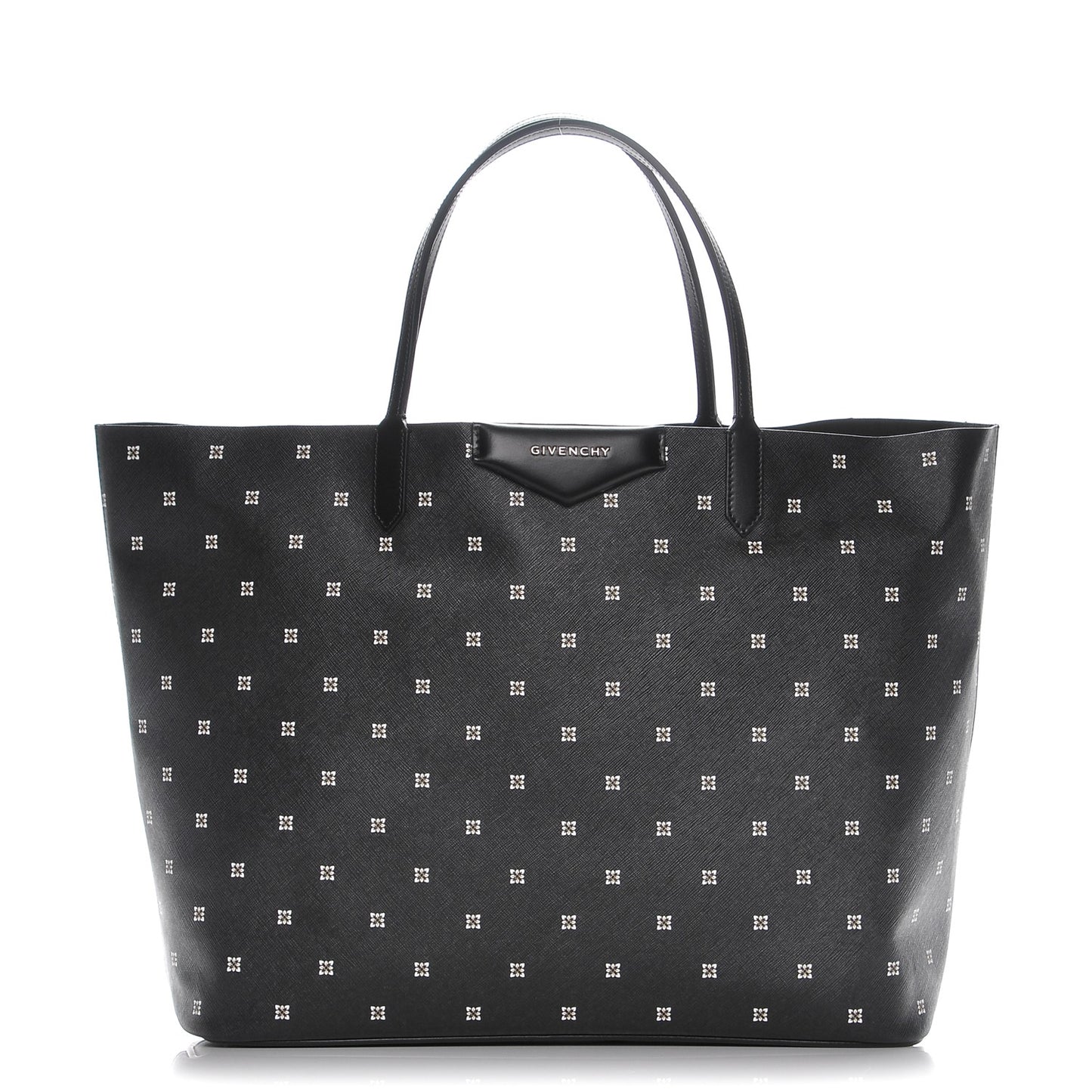 Textured Coated Canvas Mini Lilies Print Large Antigona Tote Black
