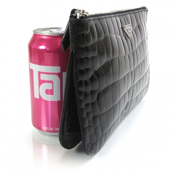 Crocodile Embossed Clutch Black