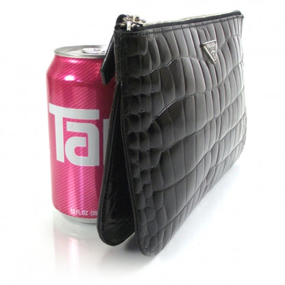 Prada Crocodile Embossed Clutch Black 3 of 8