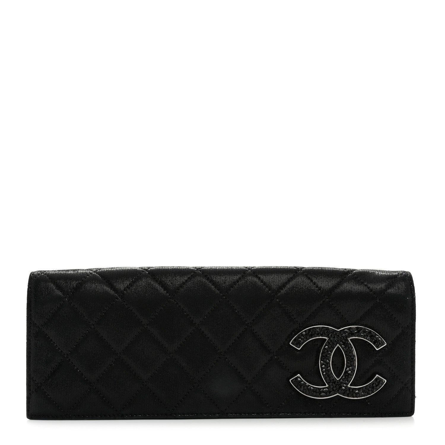 Chanel Iridescent Calfskin Crystal Quilted CC Clutch Black 1 of 7