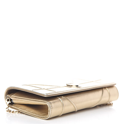 Christian Dior Metallic Calfskin Large Diorama Croisiere Chain Wallet Light Gold 4 of 10