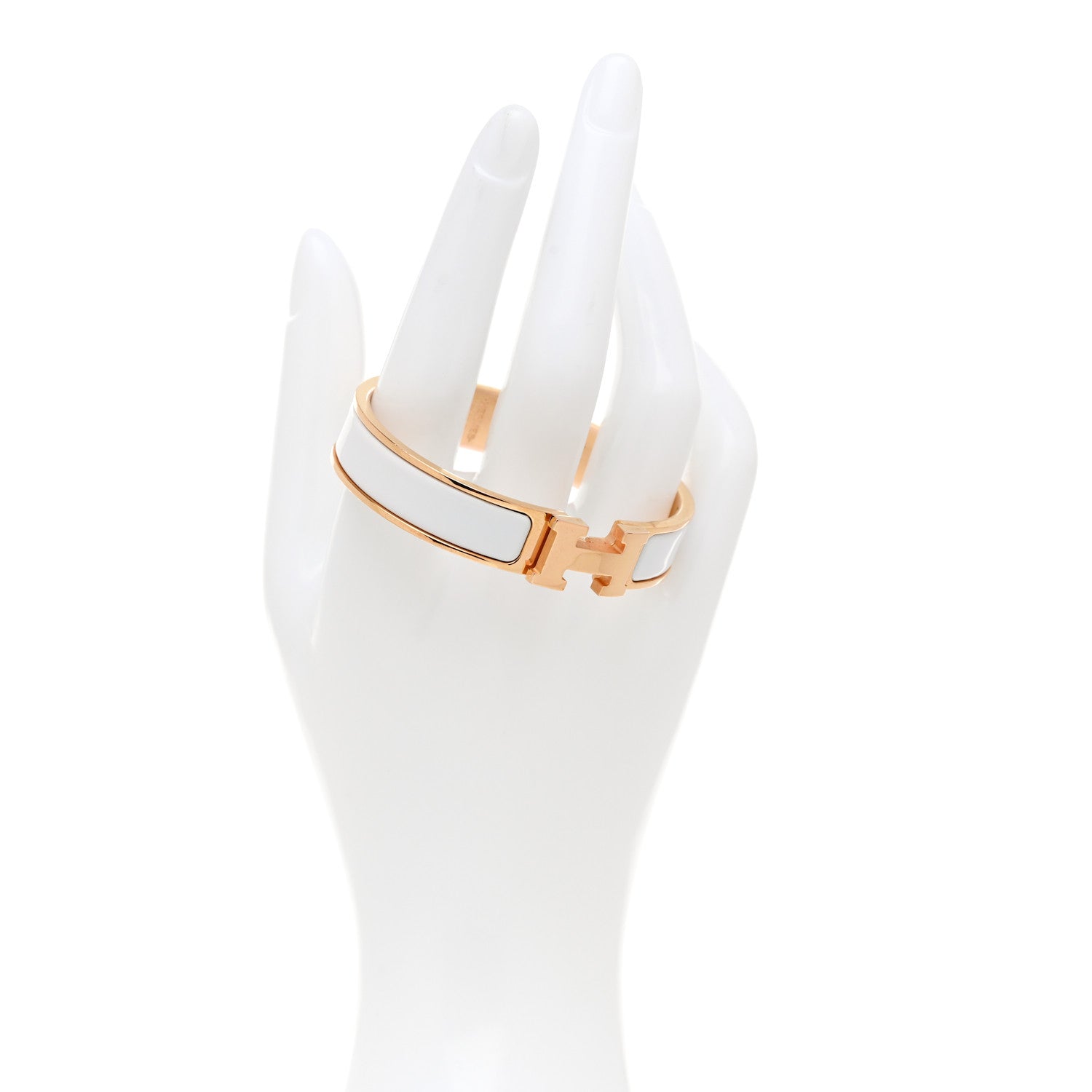 Hermes Enamel Narrow Clic Clac H Bracelet GM White 2 of 5