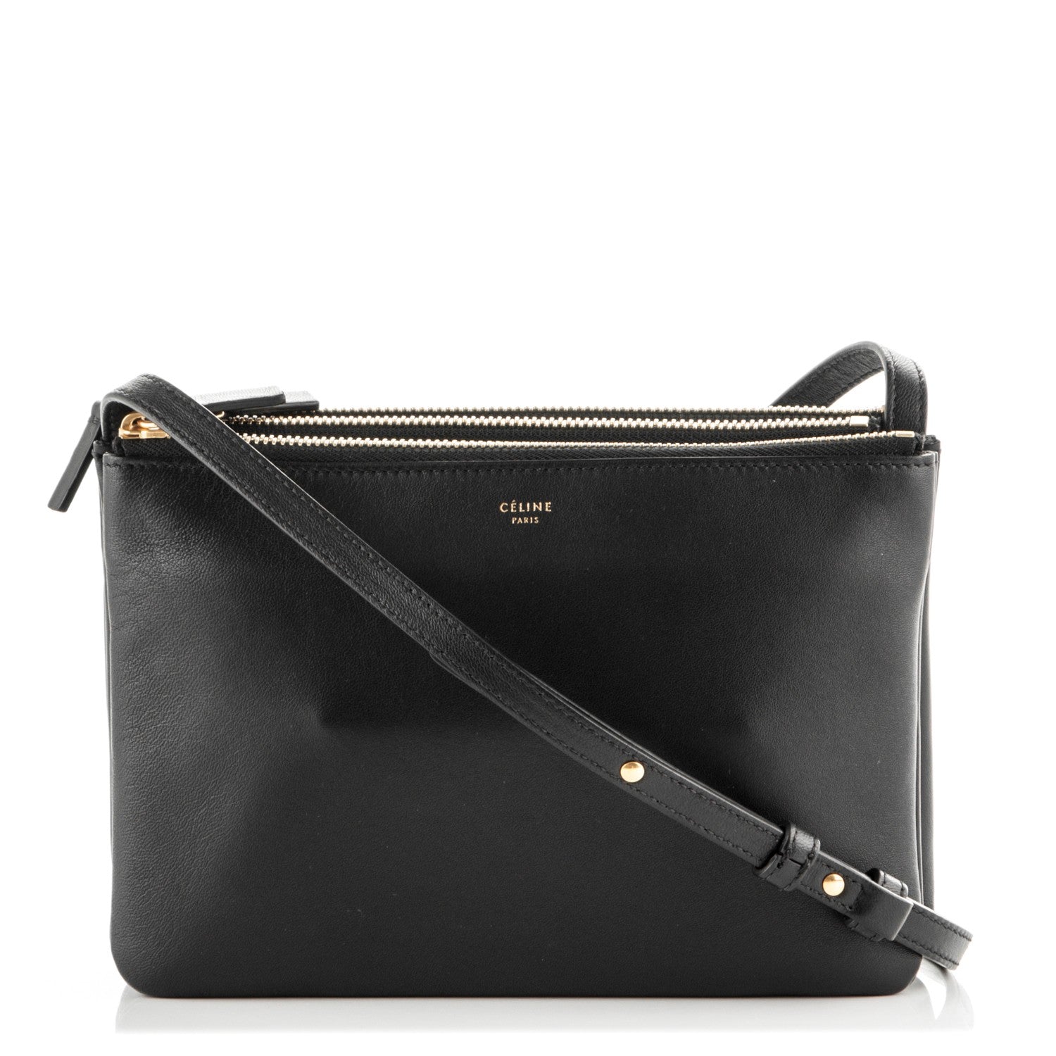 Celine Lambskin Small Trio Crossbody Bag Black 1 of 6