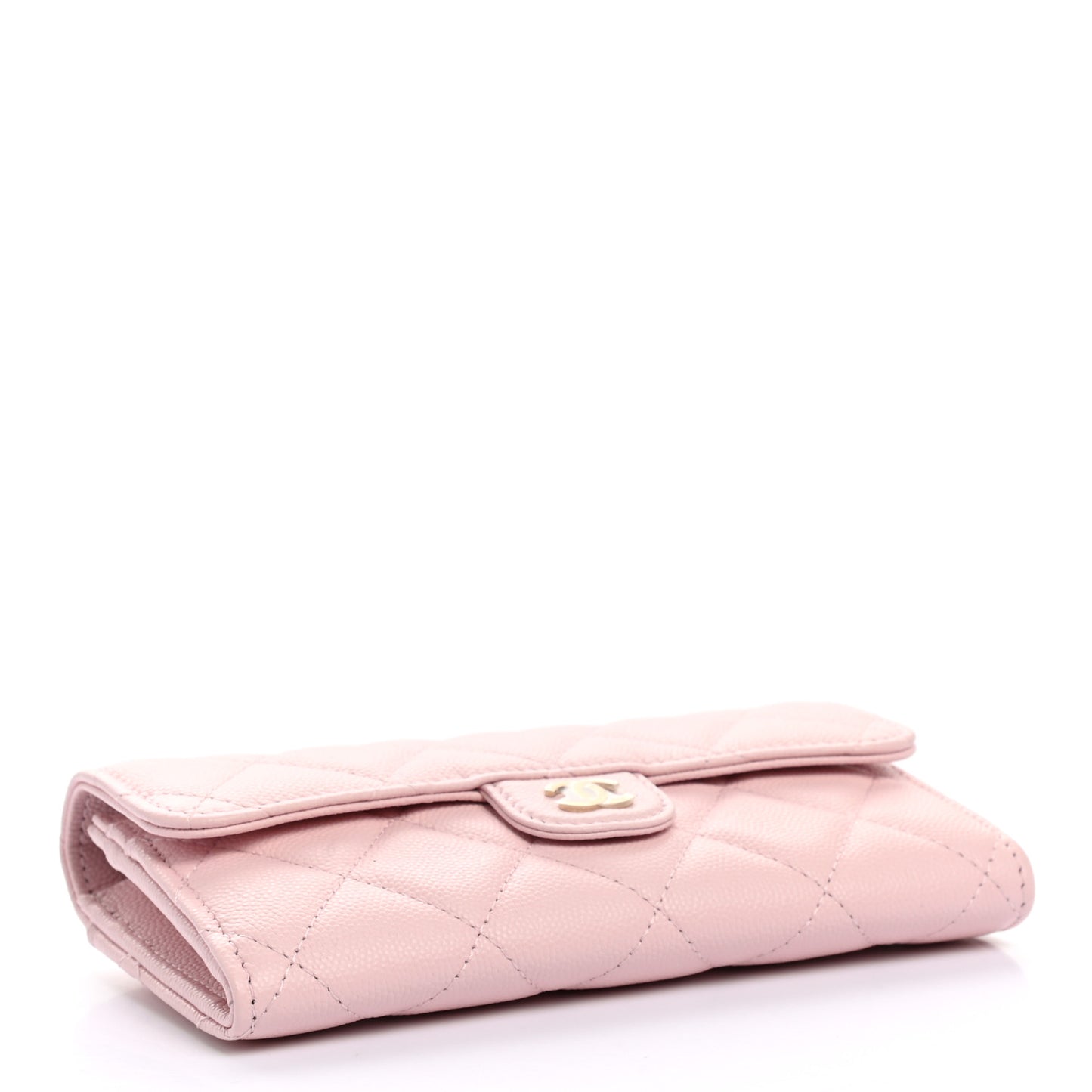 Caviar Quilted Medium Flap Wallet Light Pink