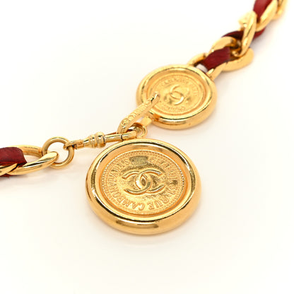 Chanel Lambskin Chain CC Medallion Belt Gold Red 2 of 3
