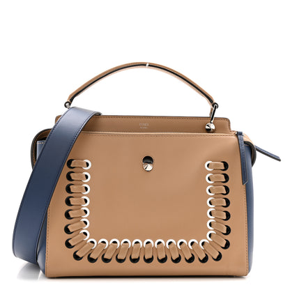 Fendi Vitello Baltico Dolce Shiny Nappa Lace Up DotCom Satchel Cuoio Ceruleo 1 of 14