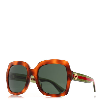 Gucci Acetate Square Frame Web Glitter Sunglasses GG0036SN Havana 1 of 7