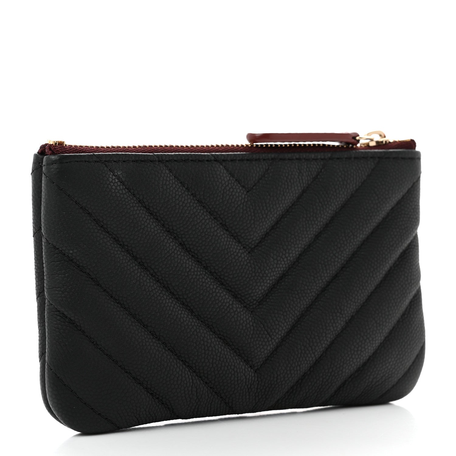 Chanel Caviar Chevron Quilted Small Cosmetic Case Black 3 of 8