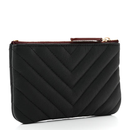 Chanel Caviar Chevron Quilted Small Cosmetic Case Black 3 of 8