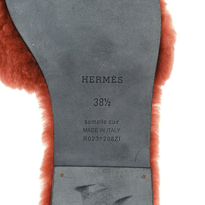 Hermes Woolskin Oran Sandals 38.5 Orange 7 of 9