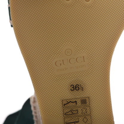 Gucci Canvas Malaga Kid Web Ankle Wrap Espadrille Wedge Sandals 36.5 Green Red Mystic White Emerald 6 of 13